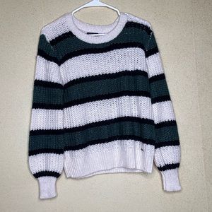 Abercrombie and Fitch white/green Striped Sweater
